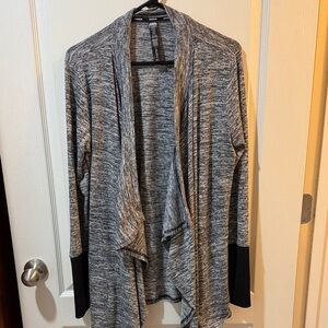 RBX Heathered Gray Open Front Cardigan with Black Cuffs